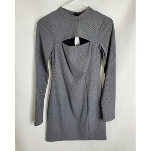 ZARA Womens Cut Out Houndstooth Dress XS Grey